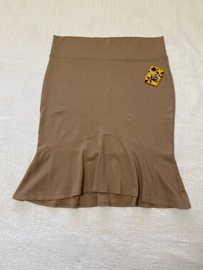 Hybrid & Co Women 2X Beige Stretch Pencil Fishtail Skirt Office Work Business